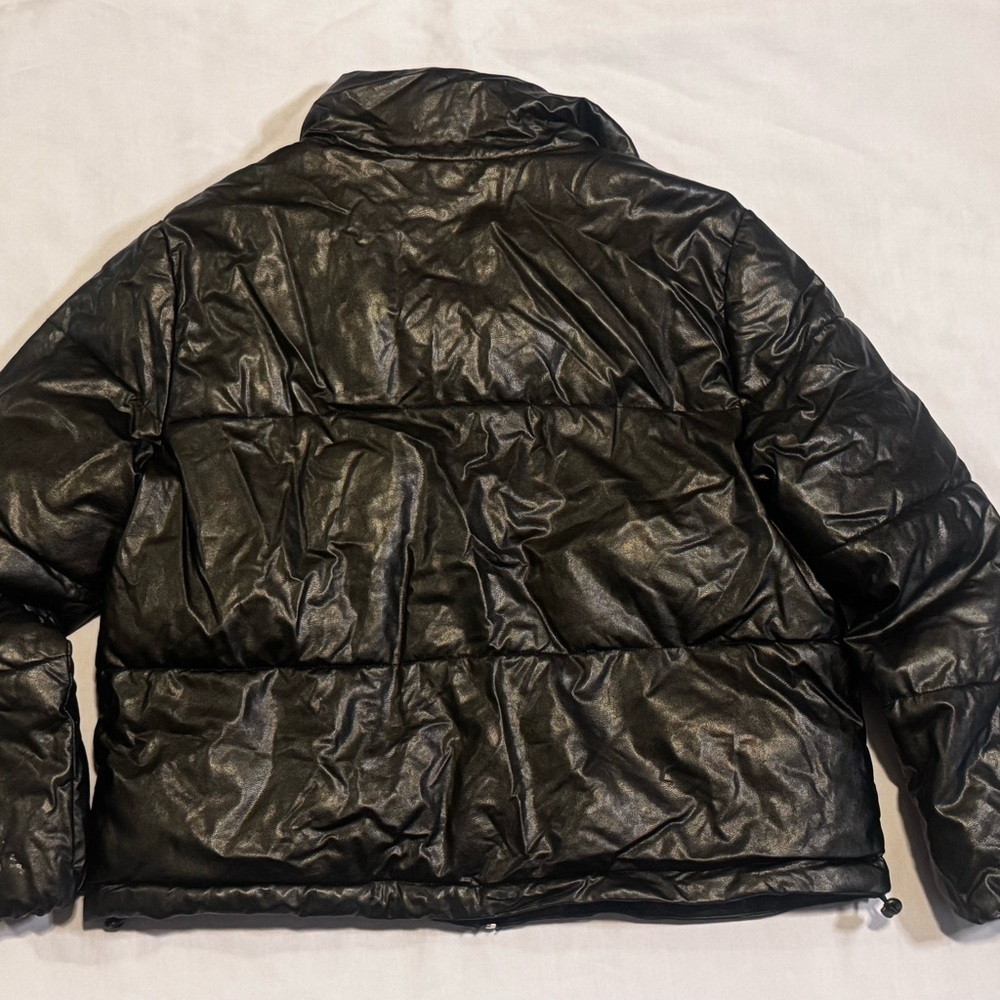 CollectiOn b Black Faux Leather Puffer Jacket – Size L - Picture 5 of 5